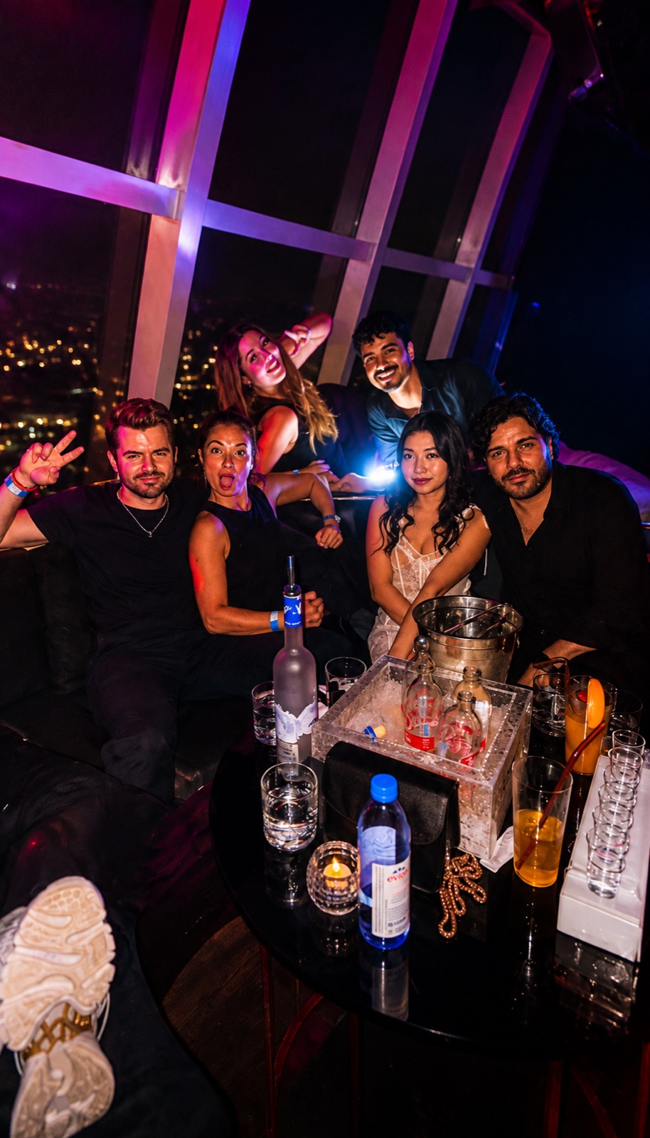 VIP bottle service with Bangkok skyline views