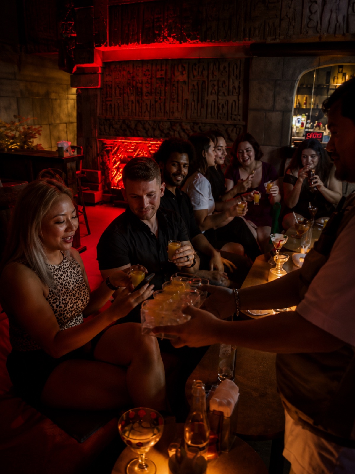 Welcome shots served at the speakeasy